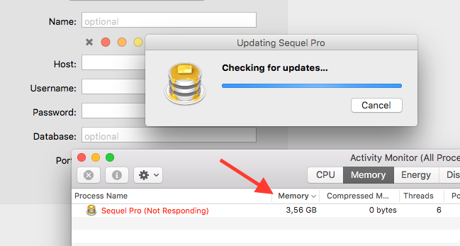 SequelPRO allocating 3GB of memory